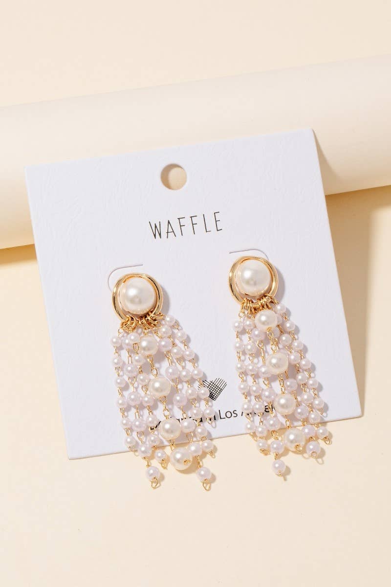 Pearl Chain Fringe Dangle Earrings