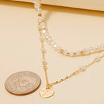Coin Charm Pearl Beaded Layered Necklace