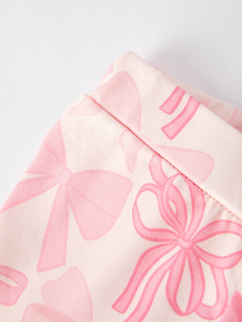 Pink Bows Bell Bottom Pants Set