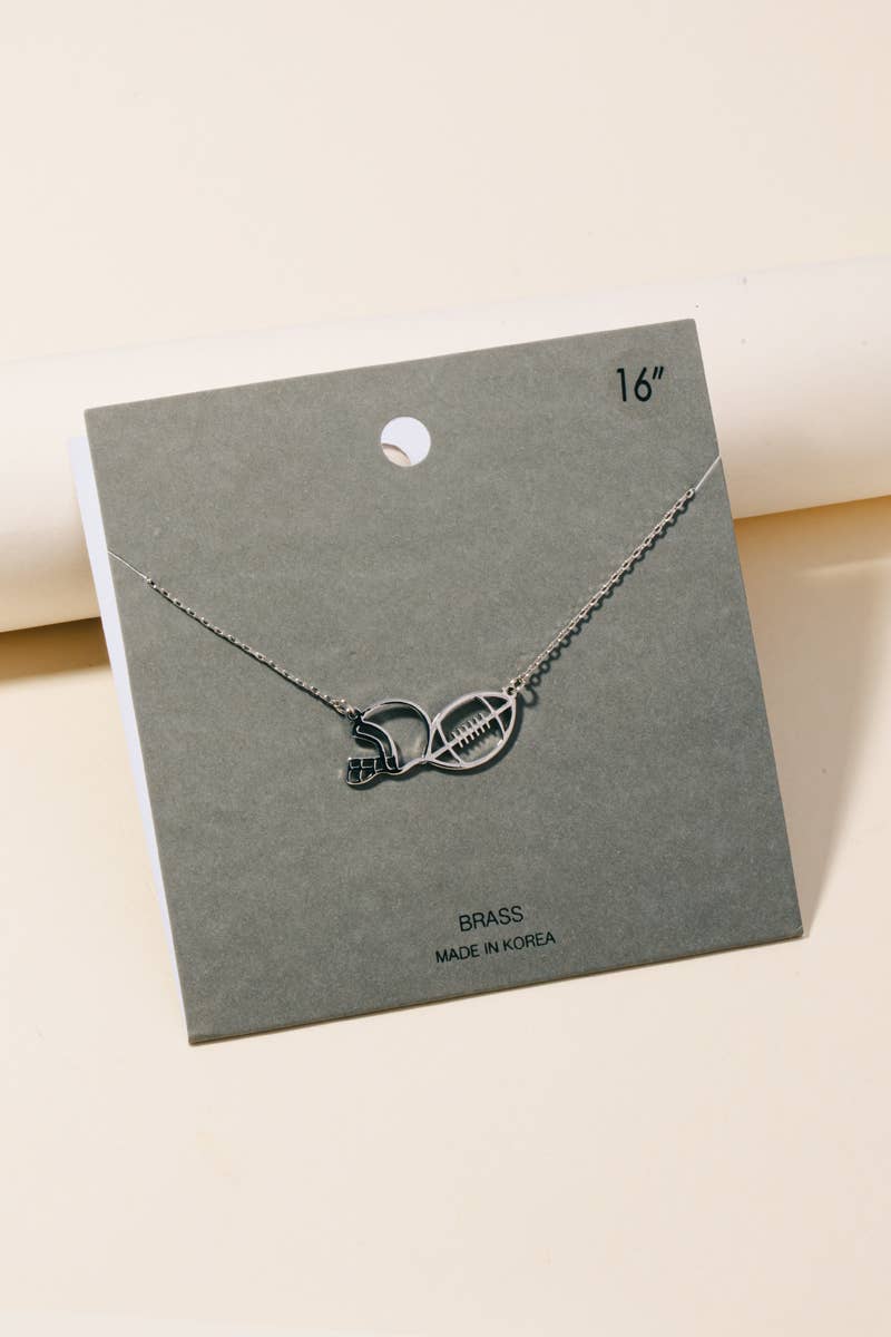 Game Day Football And Helmet Pendant Necklace