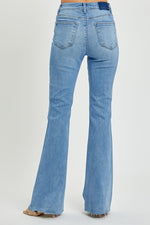 High Rise Raw Cut Hem Boot Cut Jeans