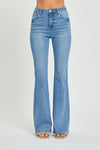 High Rise Raw Cut Hem Boot Cut Jeans