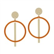 Circle & Gold Bar Earrings