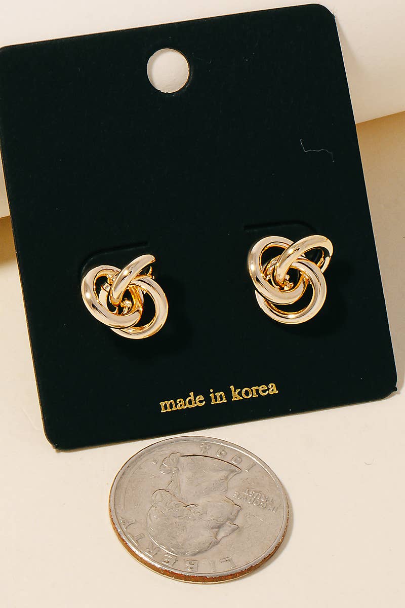 Triple Metallic Knot Stud Earrings