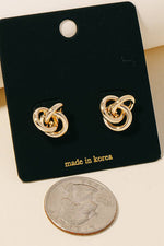 Triple Metallic Knot Stud Earrings