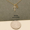 Pave Cross And Fish Charms Chain Necklace