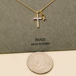 Pave Cross And Fish Charms Chain Necklace