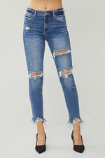 High Rise Distress Wash Jeans