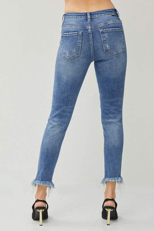 High Rise Distress Wash Jeans