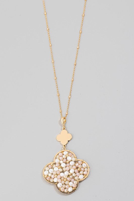 Cluster Beaded Clover Necklace