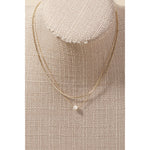 Pearly Bead Charm Layered Dainty Chain Necklace