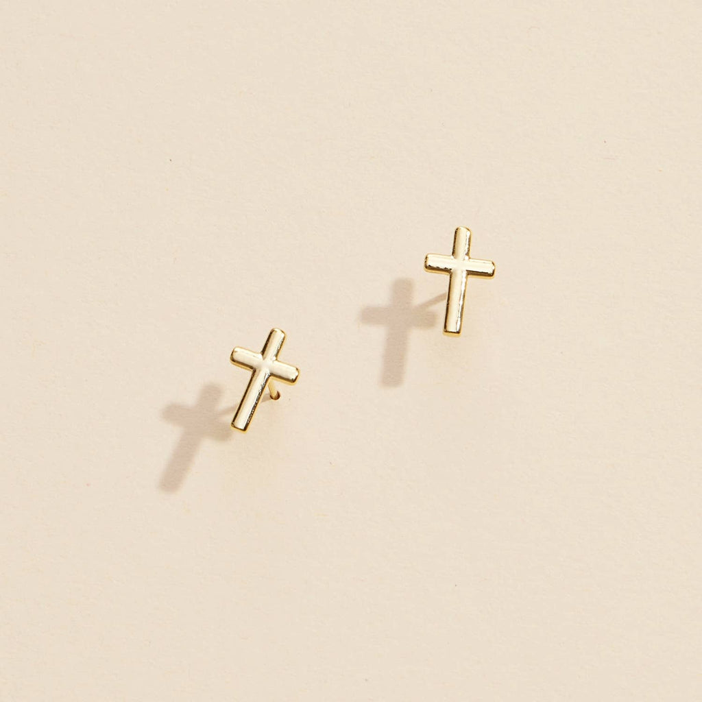 Cross Gold Dip Stud Earrings