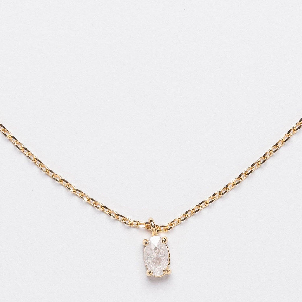 18K Gold Dipped Necklace with Natural Stone Prong Pendant