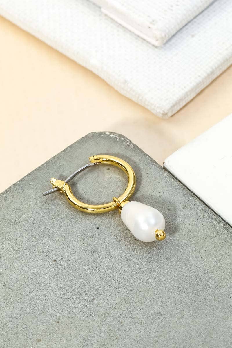 Mini Pearl Drop Huggie Earrings