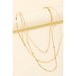 Pearl Charm Layered Chains Necklace