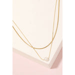 Pearly Bead Charm Layered Dainty Chain Necklace