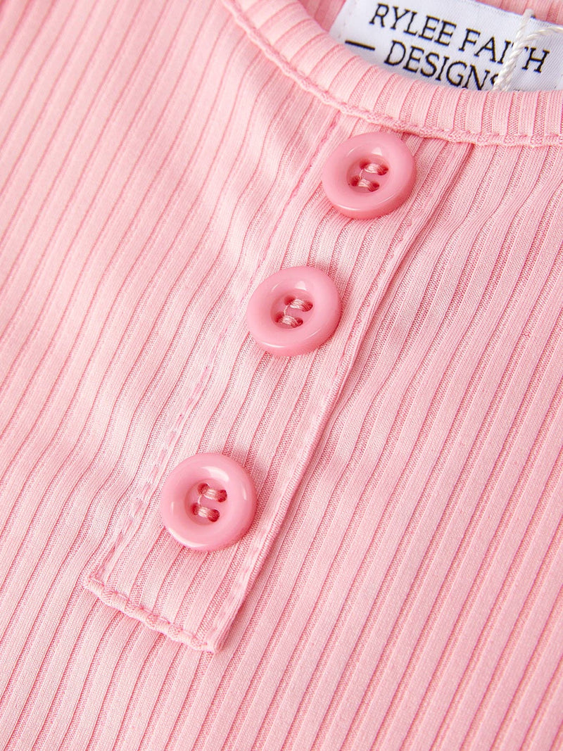 Pink Bows Bell Bottom Pants Set