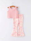 Pink Bows Bell Bottom Pants Set