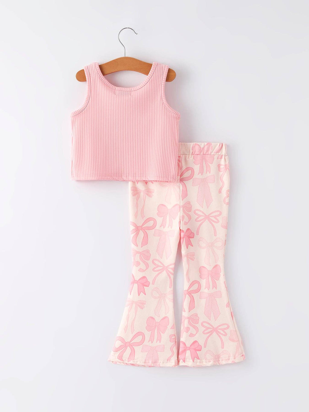 Pink Bows Bell Bottom Pants Set