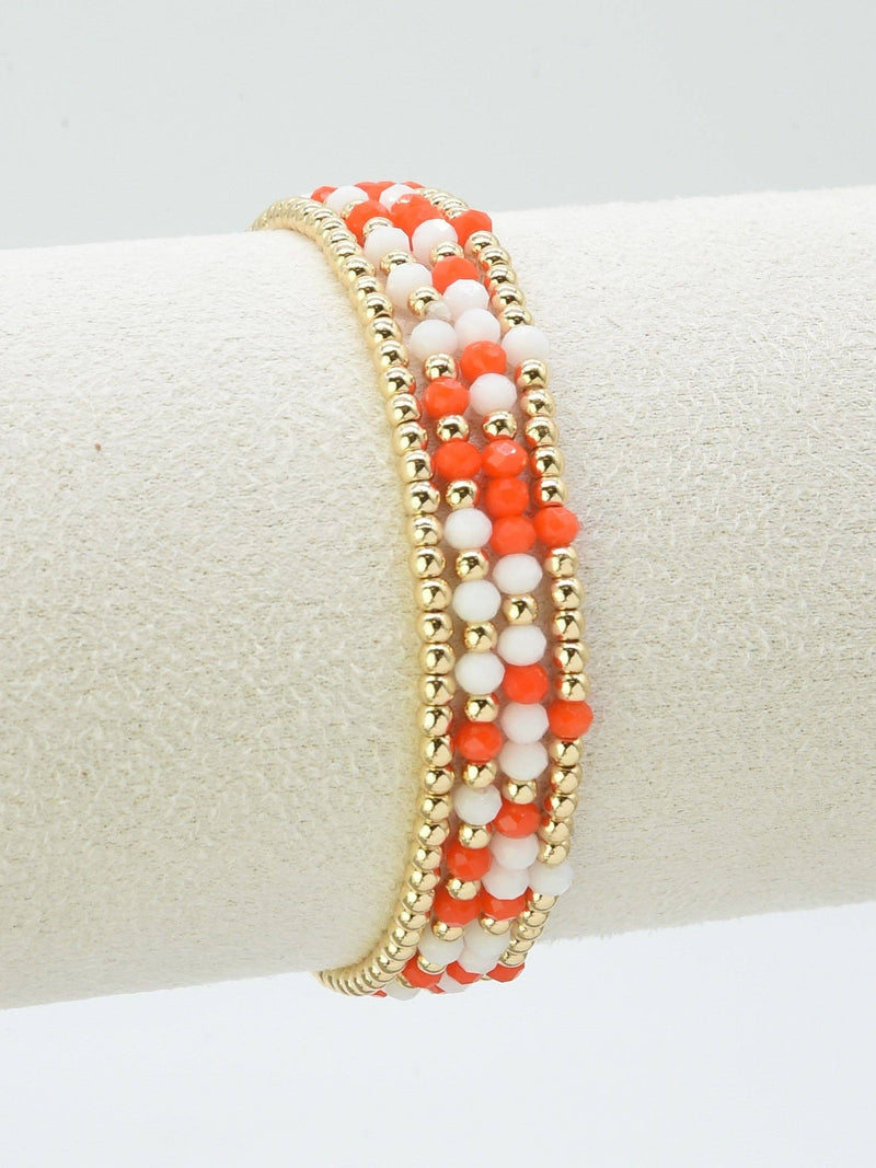 Orange and White Stretch Bracelets