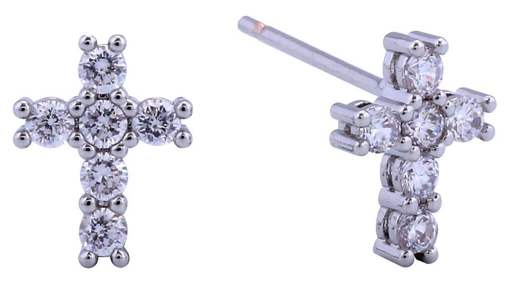 Cross CZ Post Earrings