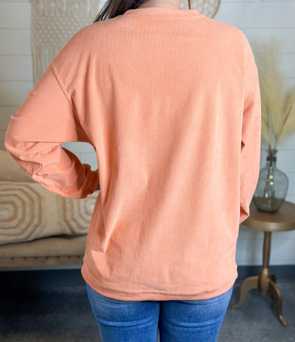 Orange Corded Sweatshirt