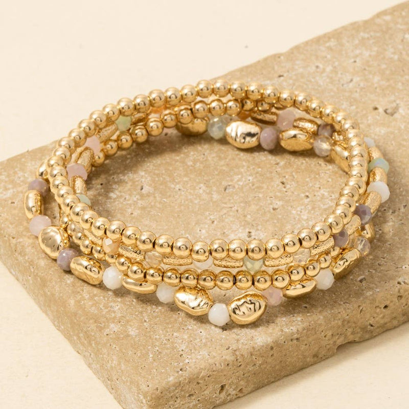 Assorted Faceted And Metallic Beaded Bracelet Set