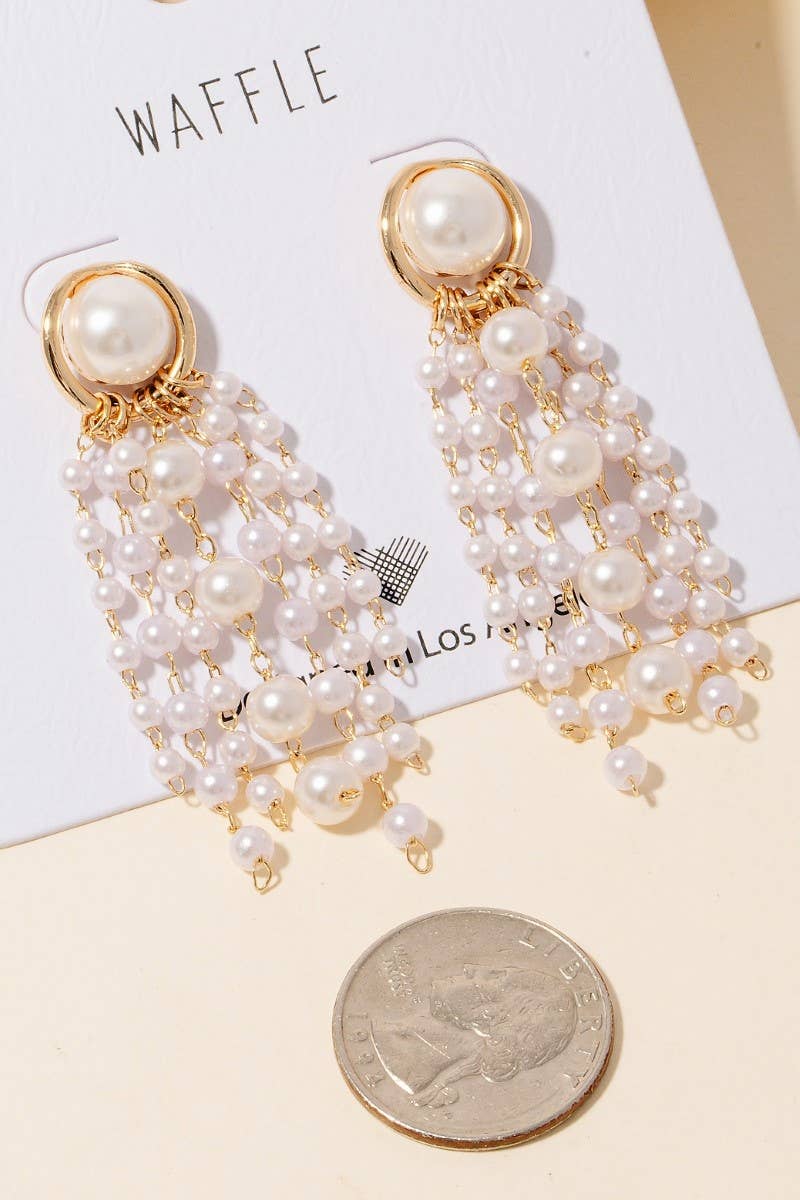 Pearl Chain Fringe Dangle Earrings