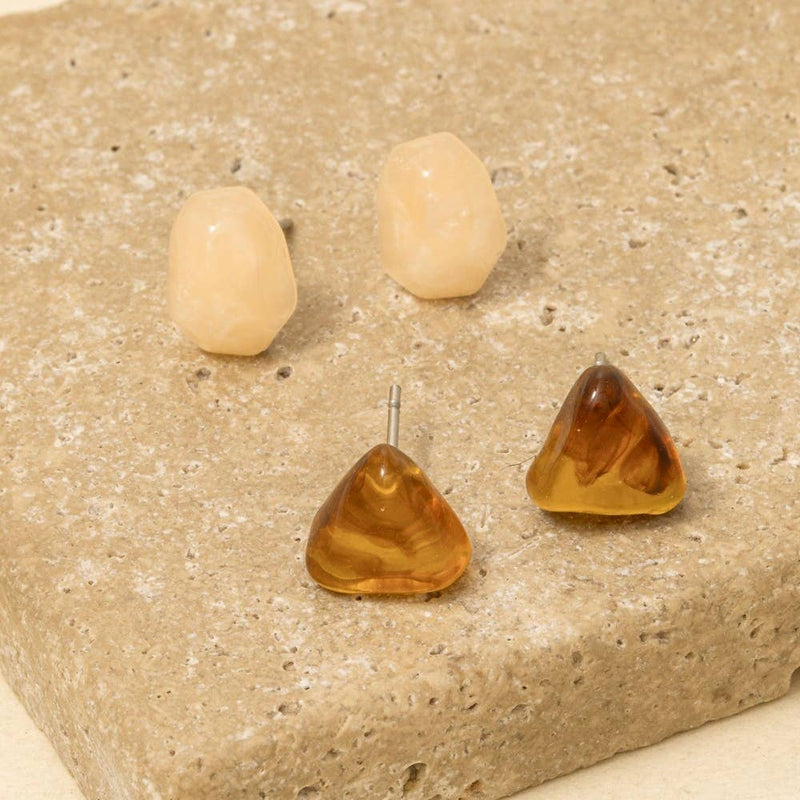 Abstract Acrylic Shapes Stud Earrings Set