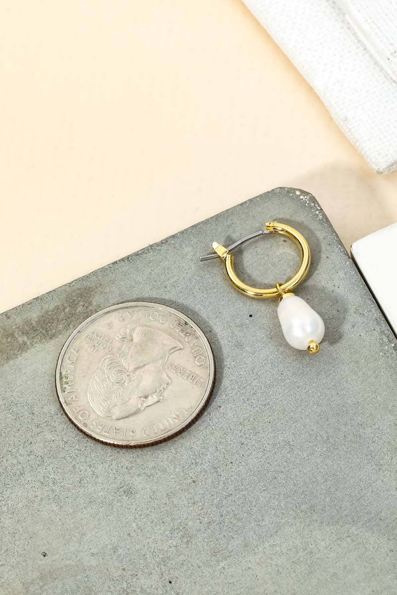 Mini Pearl Drop Huggie Earrings