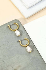 Mini Pearl Drop Huggie Earrings