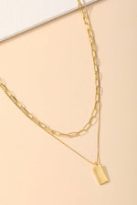 Rectangle Pendant Layered Necklace