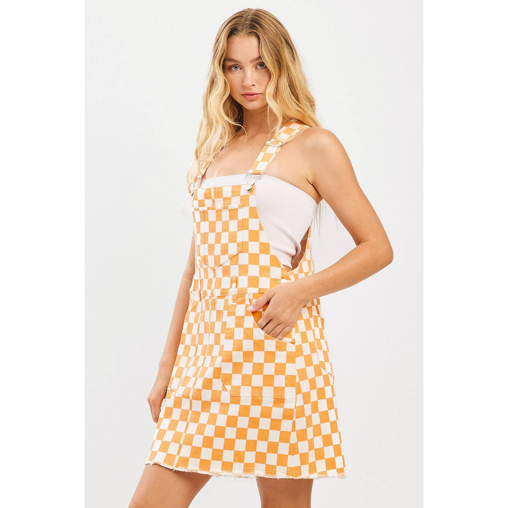 Game Day Checkered Overall Dress