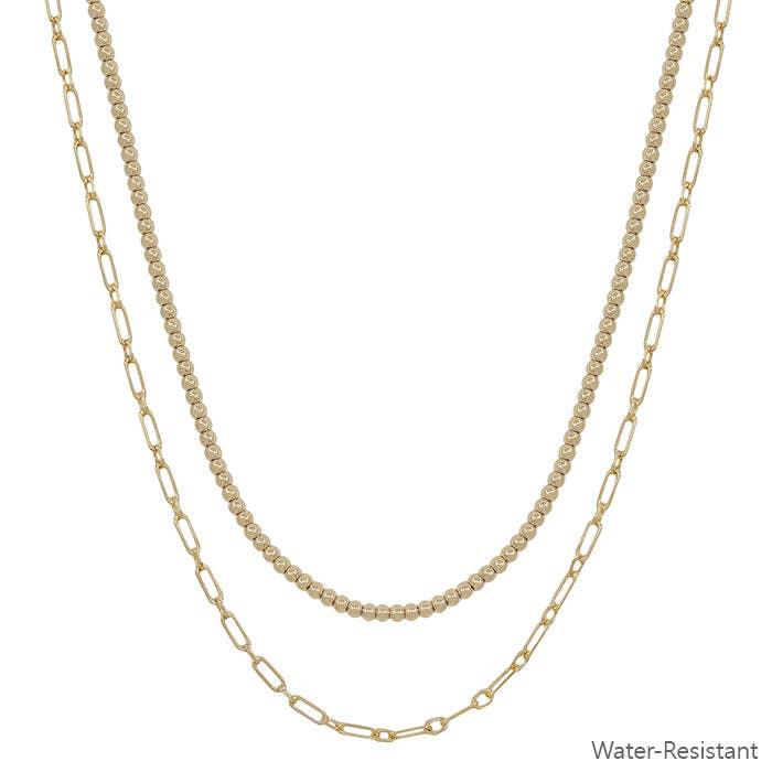 Double Layered Gold Beaded Necklace