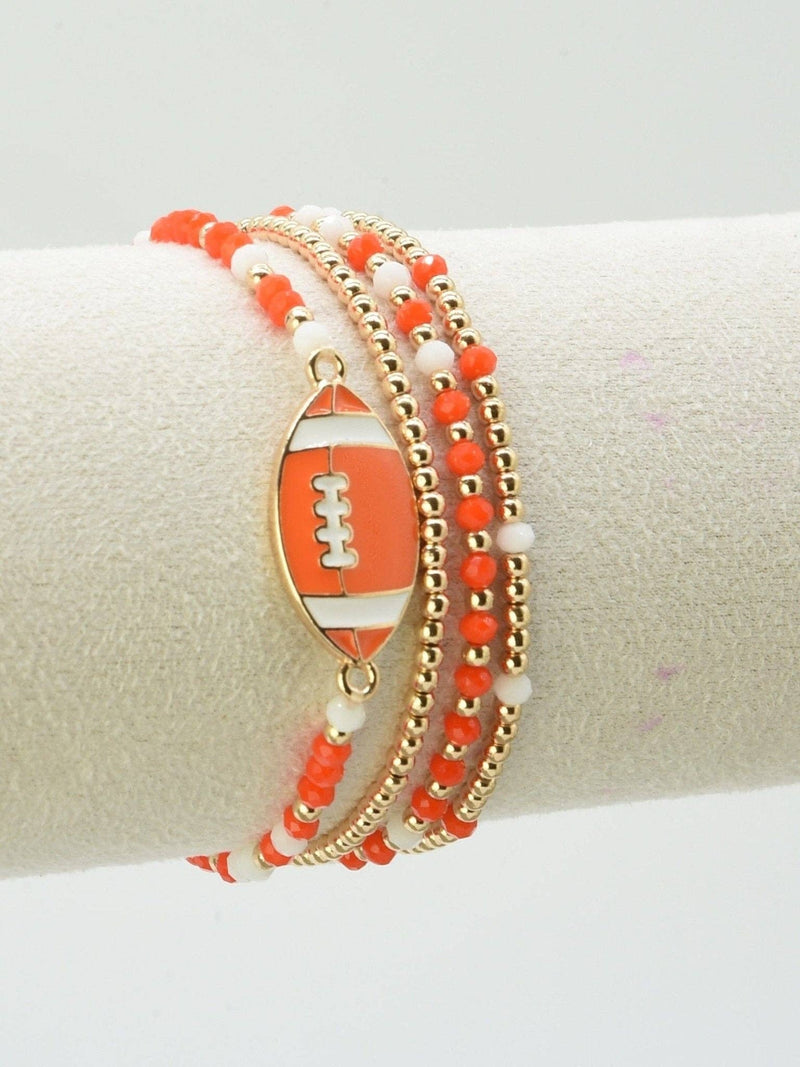 Gameday Beaded Football Charm Bracelet Set