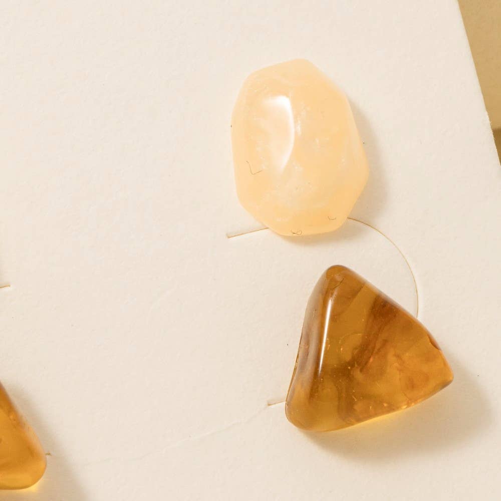 Abstract Acrylic Shapes Stud Earrings Set