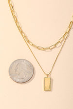 Rectangle Pendant Layered Necklace