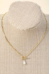 Toggle Chain Pearl Charm Necklace