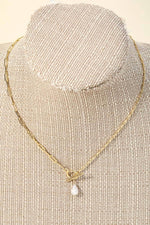 Toggle Chain Pearl Charm Necklace