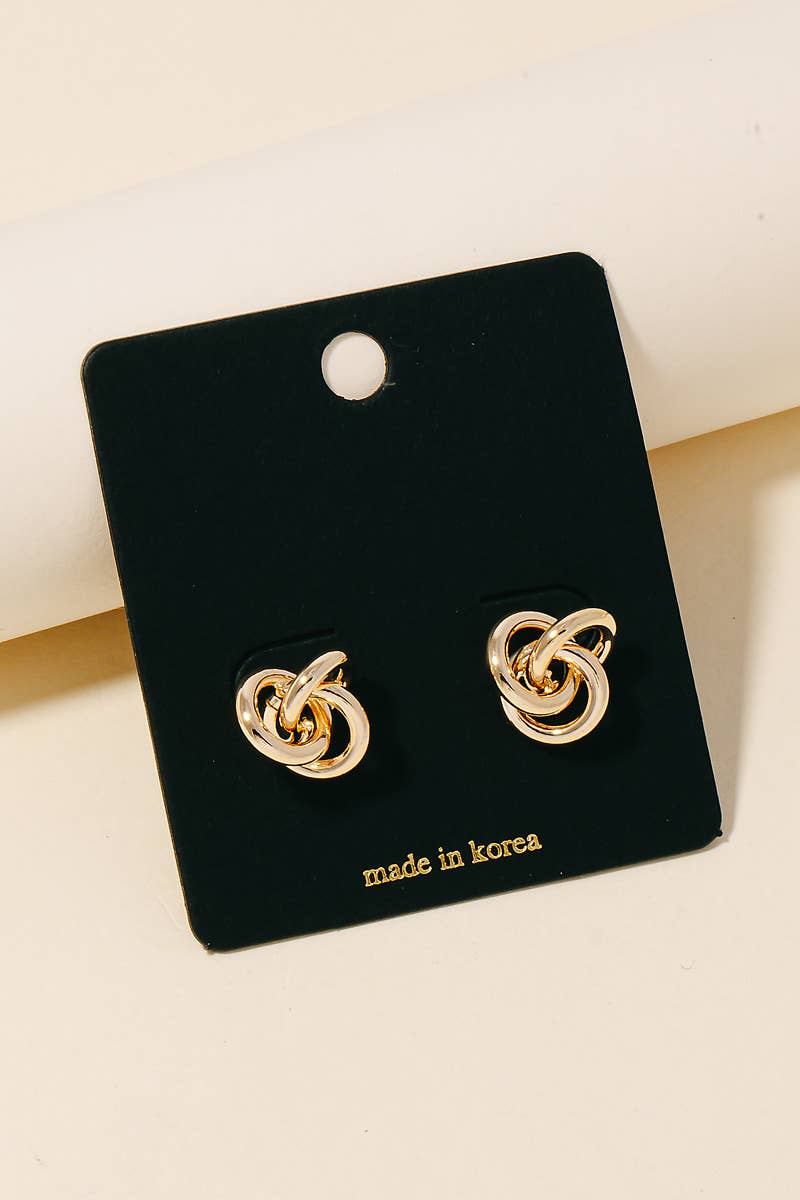 Triple Metallic Knot Stud Earrings