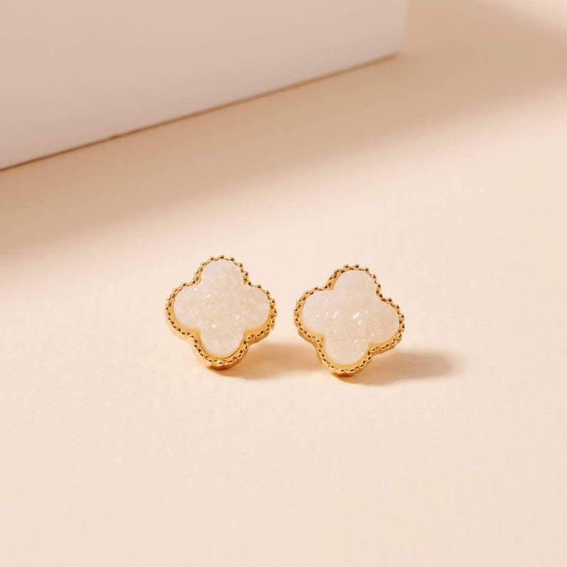 Flower Druzy Stone Stud Earrings