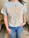 Tennessee Vols Plaid Crest Gray Thrifted Tee