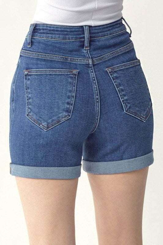 High Rise Roll Up Shorts