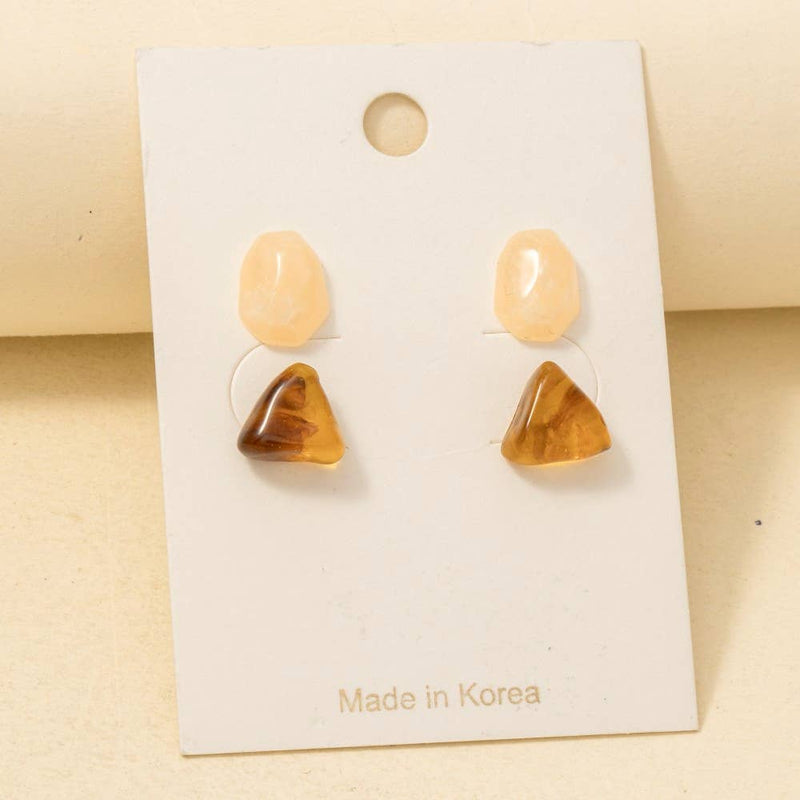 Abstract Acrylic Shapes Stud Earrings Set