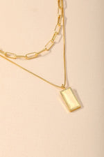 Rectangle Pendant Layered Necklace