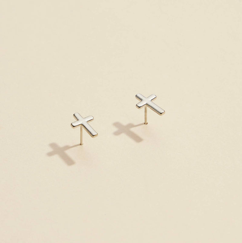 Cross Gold Dip Stud Earrings