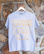 Tennessee Vols Plaid Crest Gray Thrifted Tee