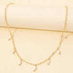 Oval Glass Beads Station Chain Necklace