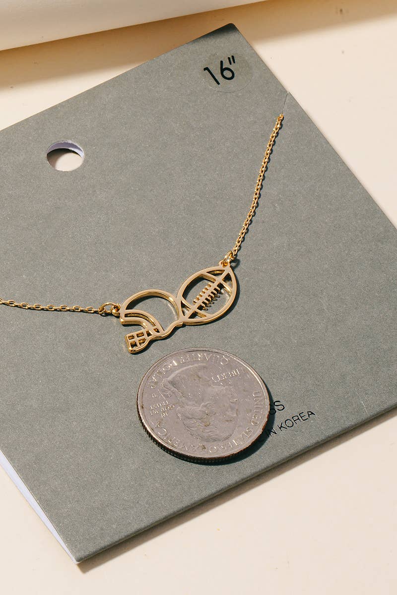 Game Day Football And Helmet Pendant Necklace