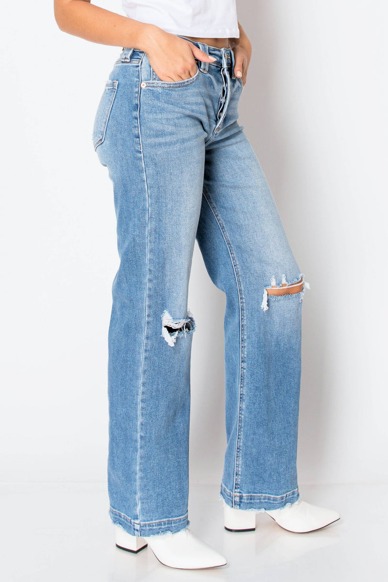TUMMY CONTROL HIGH RISE RELAXED STRAIGHT LEG JEANS